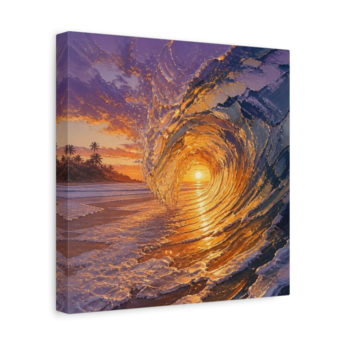 Side Mockup 8. Coastal Barrel Wave shown as canvas print
