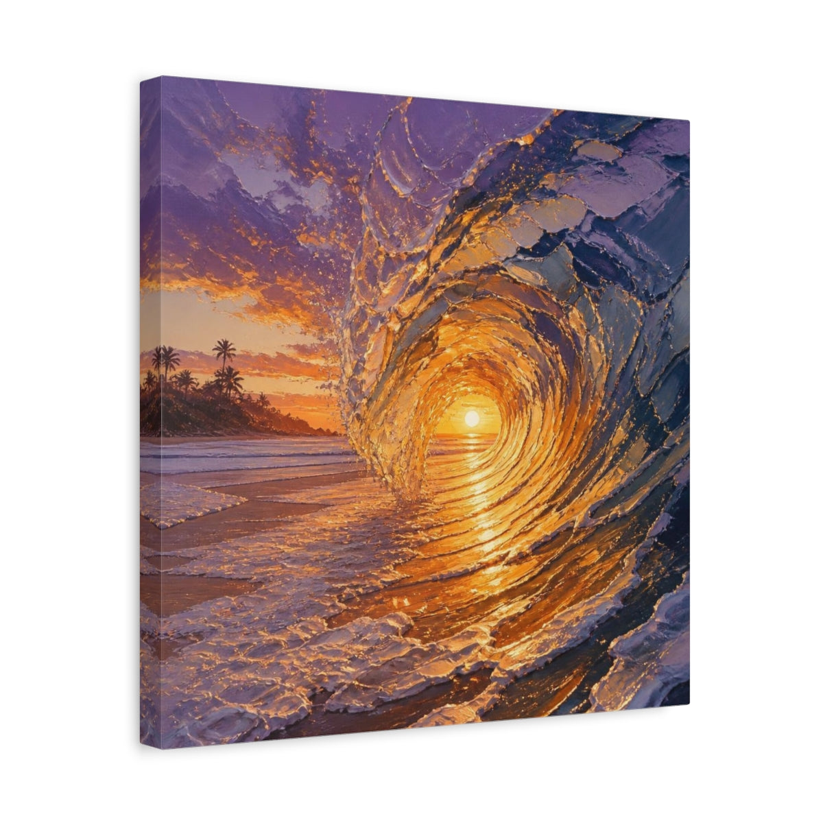 Side Mockup 6. Coastal Barrel Wave shown as canvas print