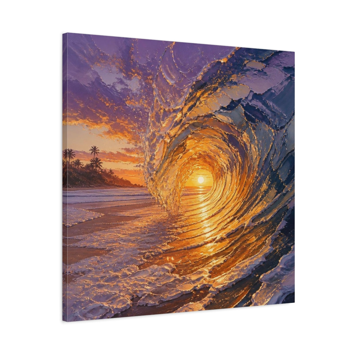 Side Mockup 3. Coastal Barrel Wave shown as canvas print