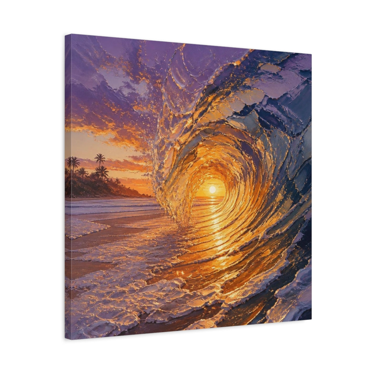 Side Mockup 4. Coastal Barrel Wave shown as canvas print