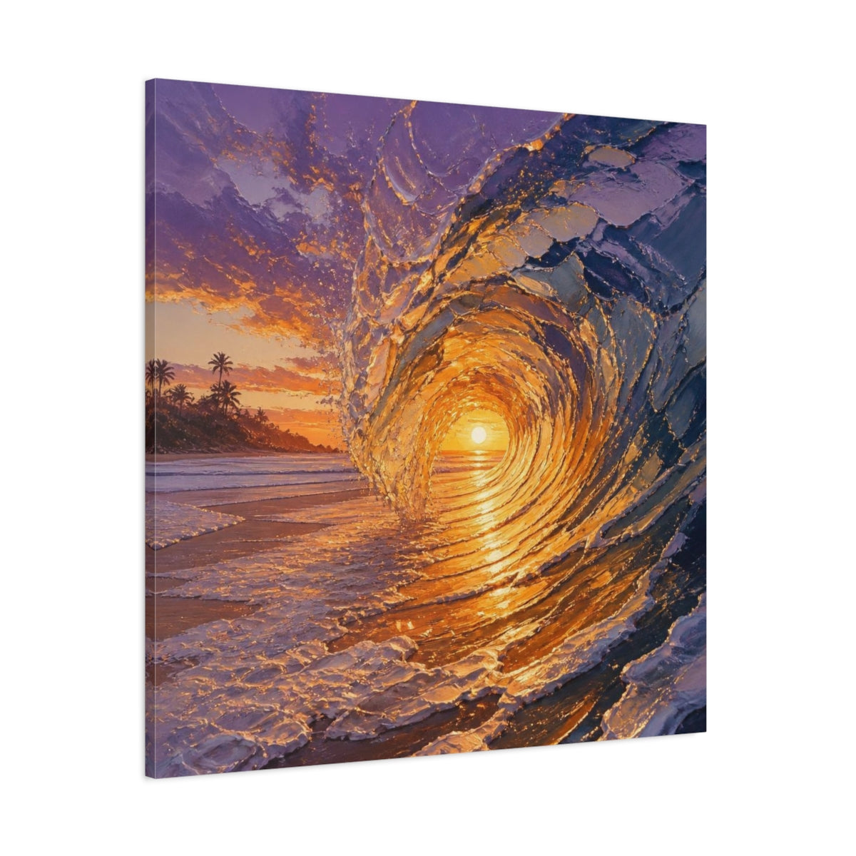 Side Mockup 1. Coastal Barrel Wave shown as canvas print