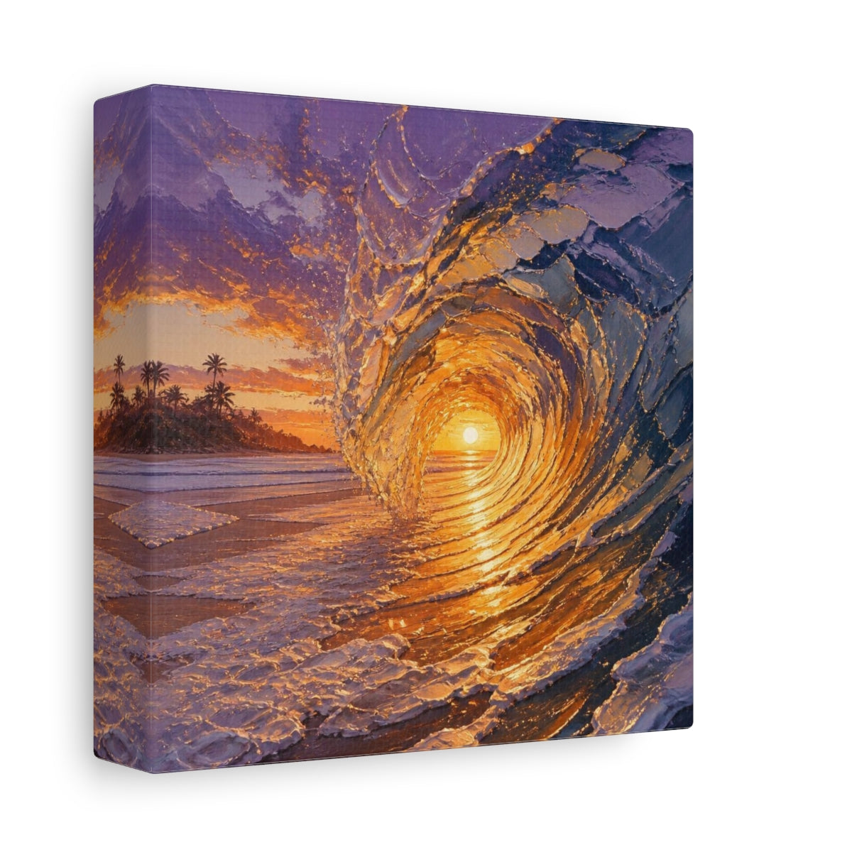 Side Mockup 2. Coastal Barrel Wave shown as canvas print