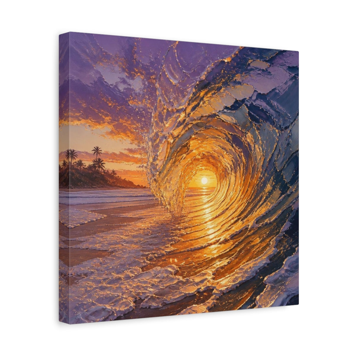Side Mockup 7. Coastal Barrel Wave shown as canvas print