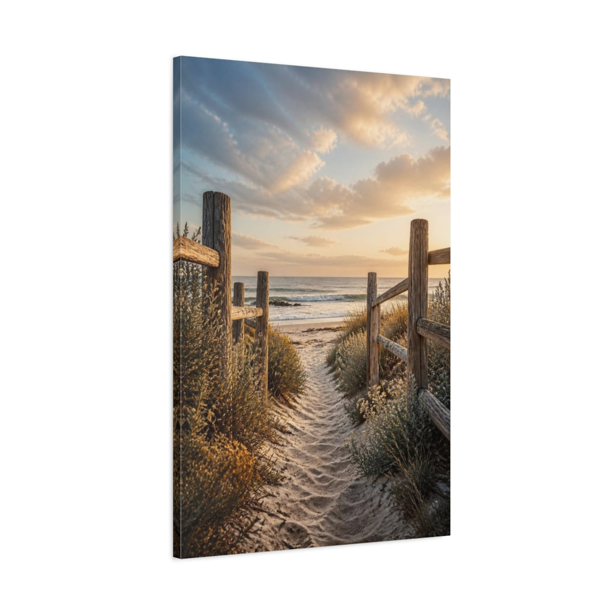 Main Mockup. Coastal Beach Path shown as canvas print