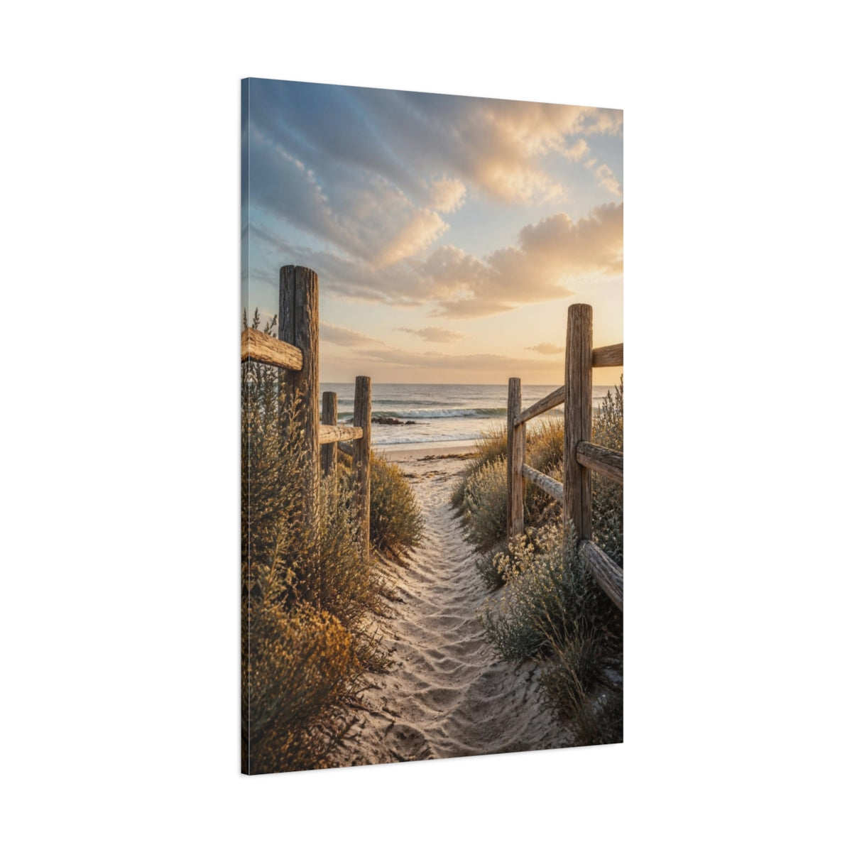 Side Mockup 1. Coastal Beach Path shown as canvas print