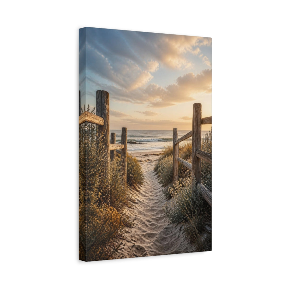 Side Mockup 4. Coastal Beach Path shown as canvas print