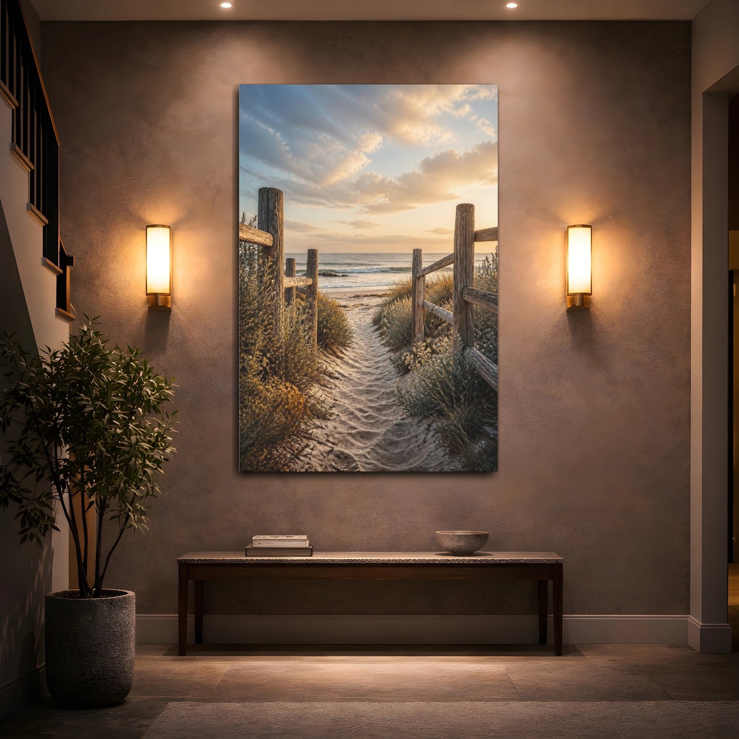 Mockup 2. Coastal Beach Path shown as canvas print