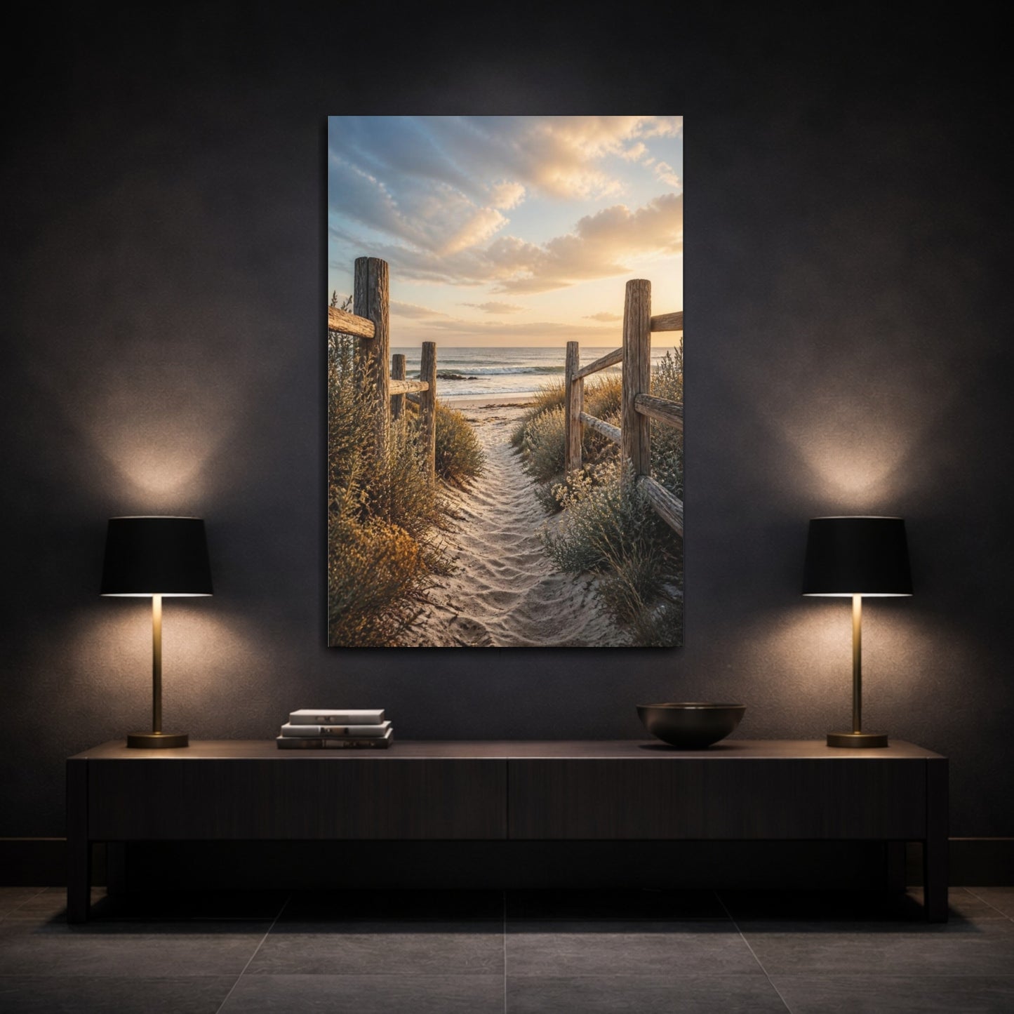 Mockup 3. Coastal Beach Path shown as canvas print