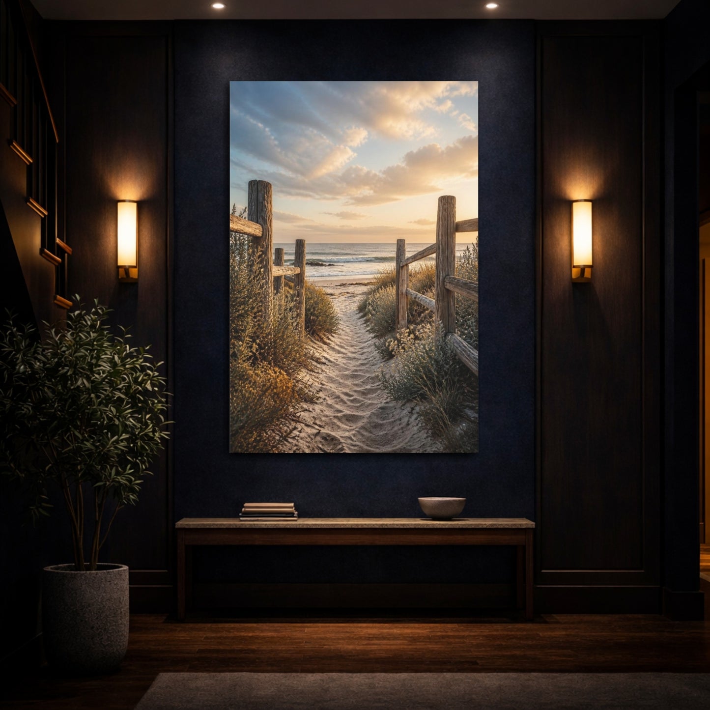 Mockup 4. Coastal Beach Path shown as canvas print
