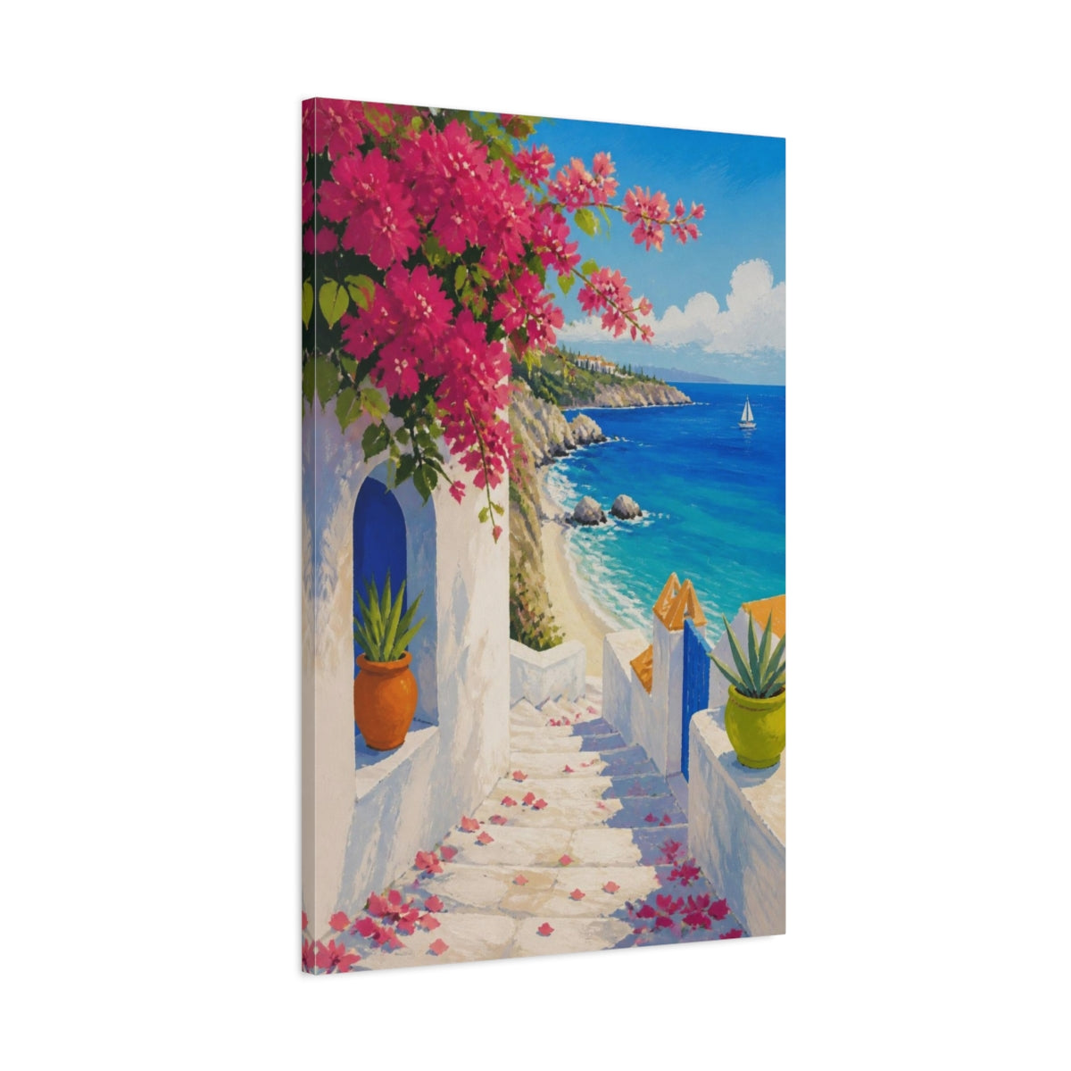 Main Mockup. Coastal Bougainvillea Steps shown as canvas print