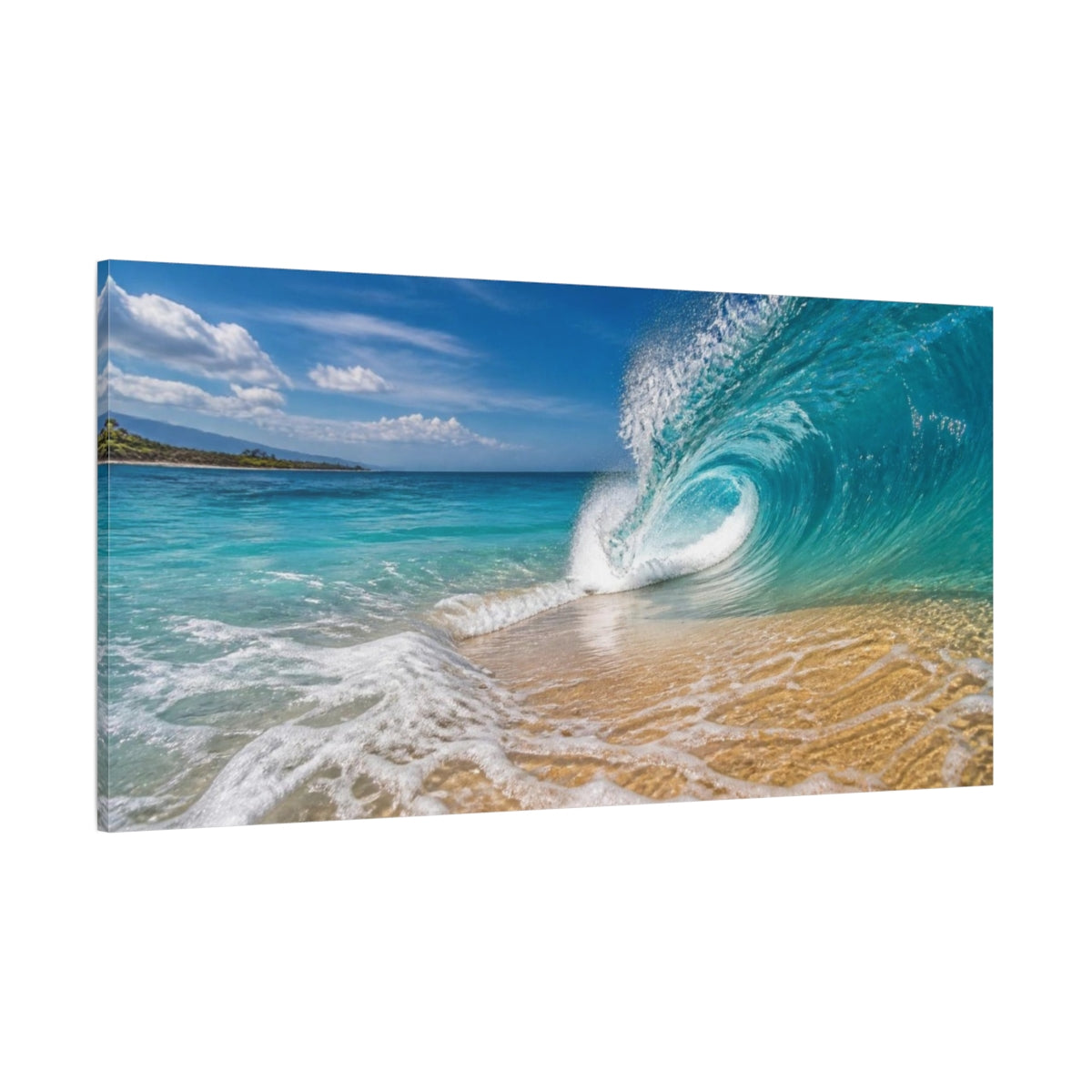 Side Mockup 2. Coastal Breaking Wave shown as canvas print