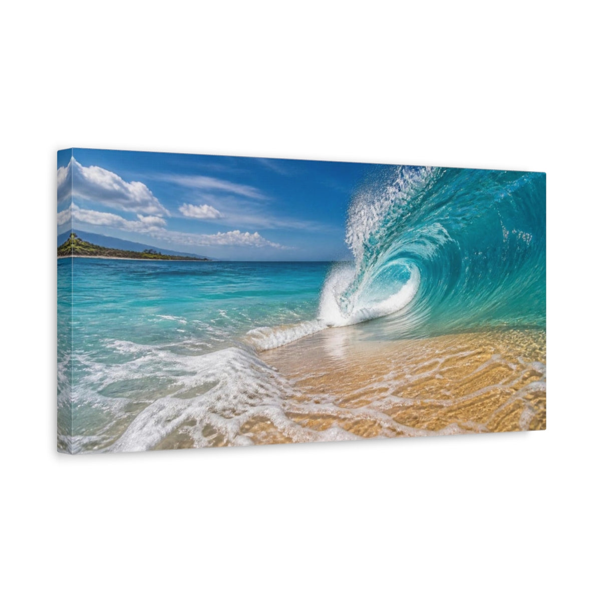 Side Mockup 3. Coastal Breaking Wave shown as canvas print
