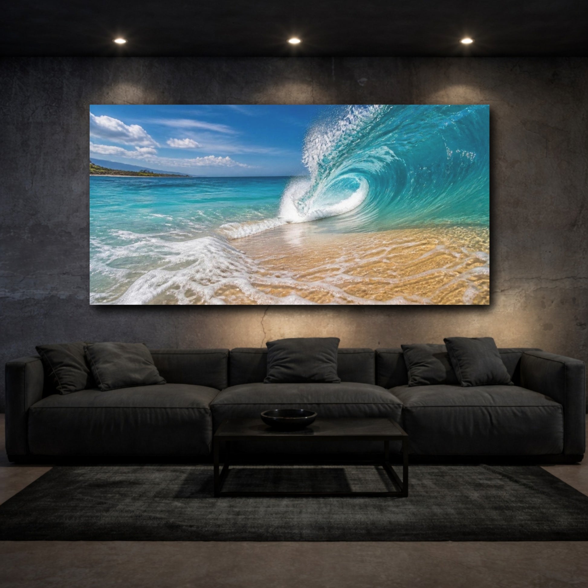 Mockup 3. Coastal Breaking Wave shown as canvas print