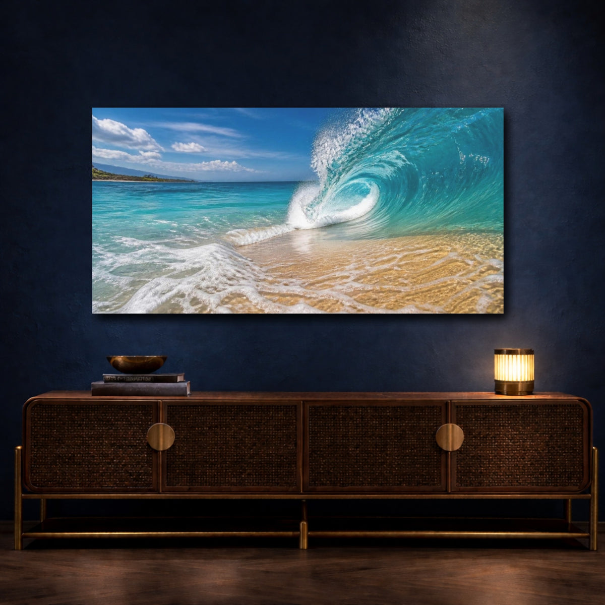Mockup 4. Coastal Breaking Wave shown as canvas print