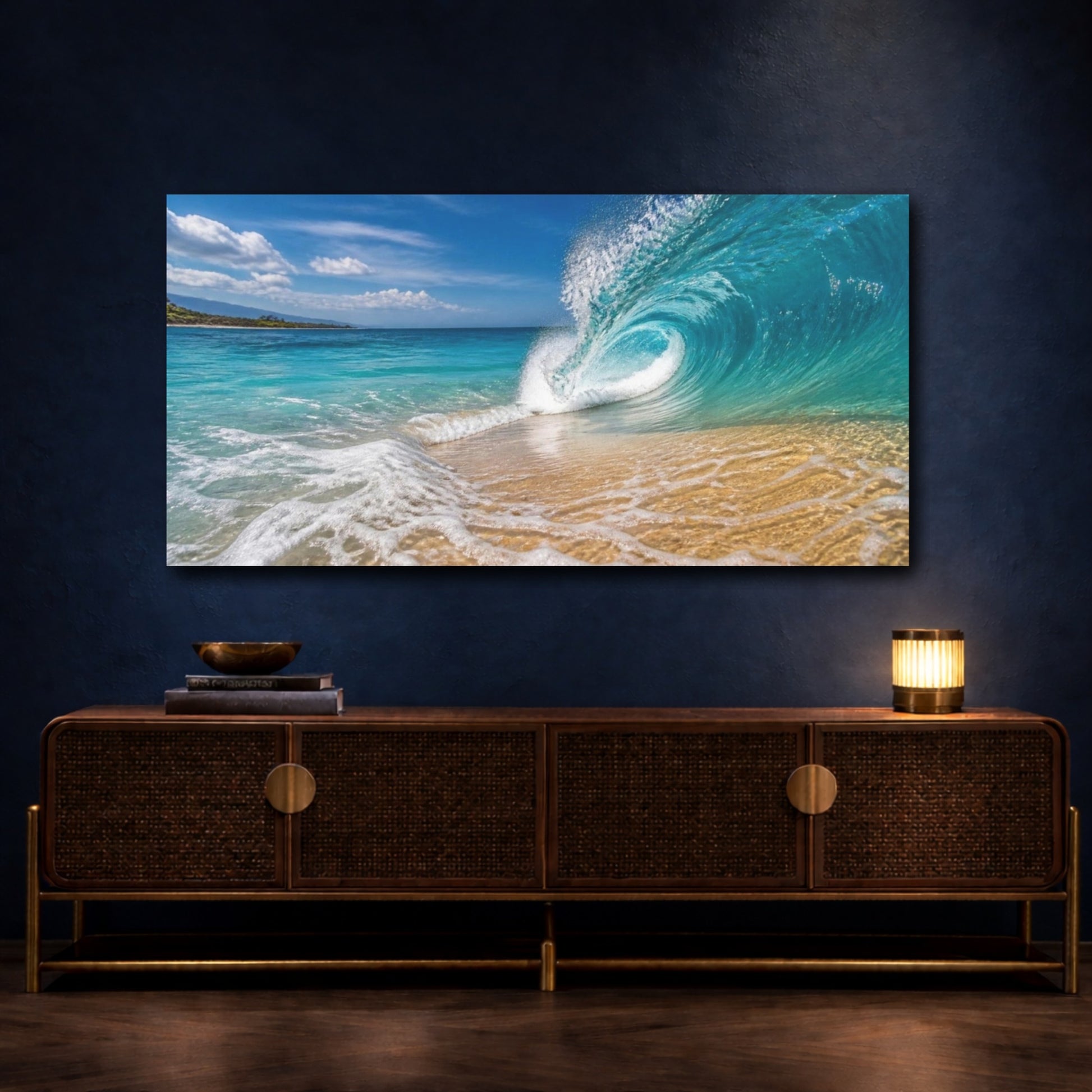 Mockup 4. Coastal Breaking Wave shown as canvas print
