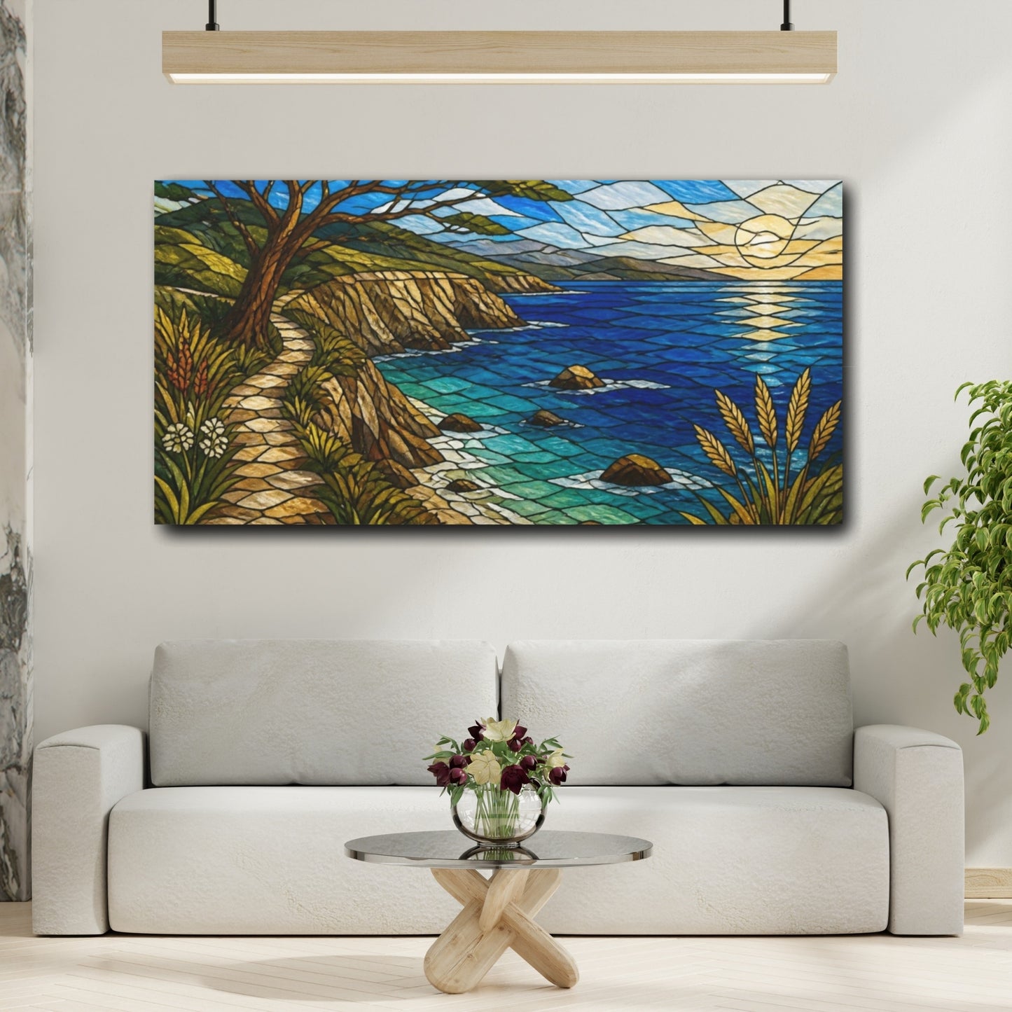 Mockup 2. Coastal Cliff Path shown as canvas print