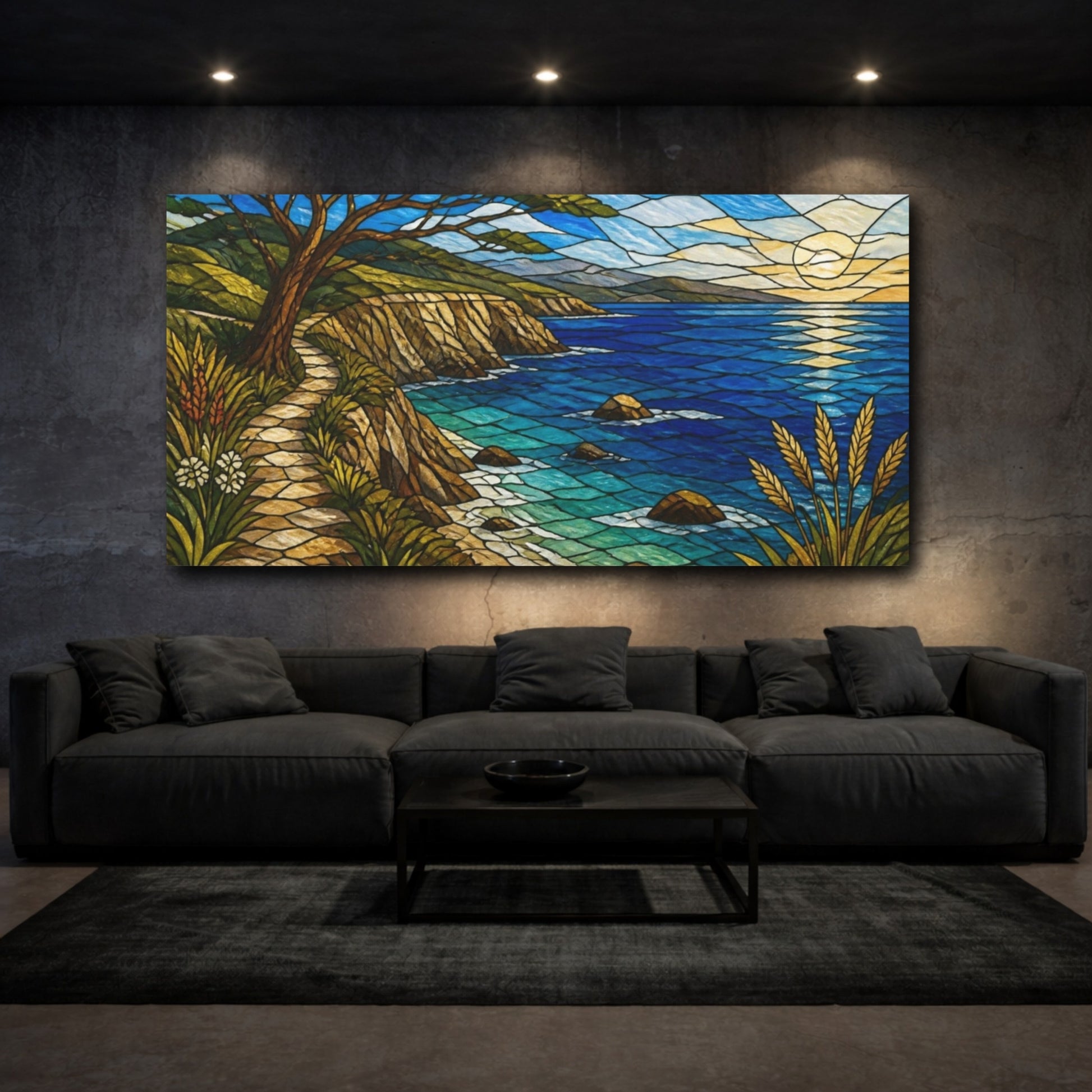 Mockup 3. Coastal Cliff Path shown as canvas print