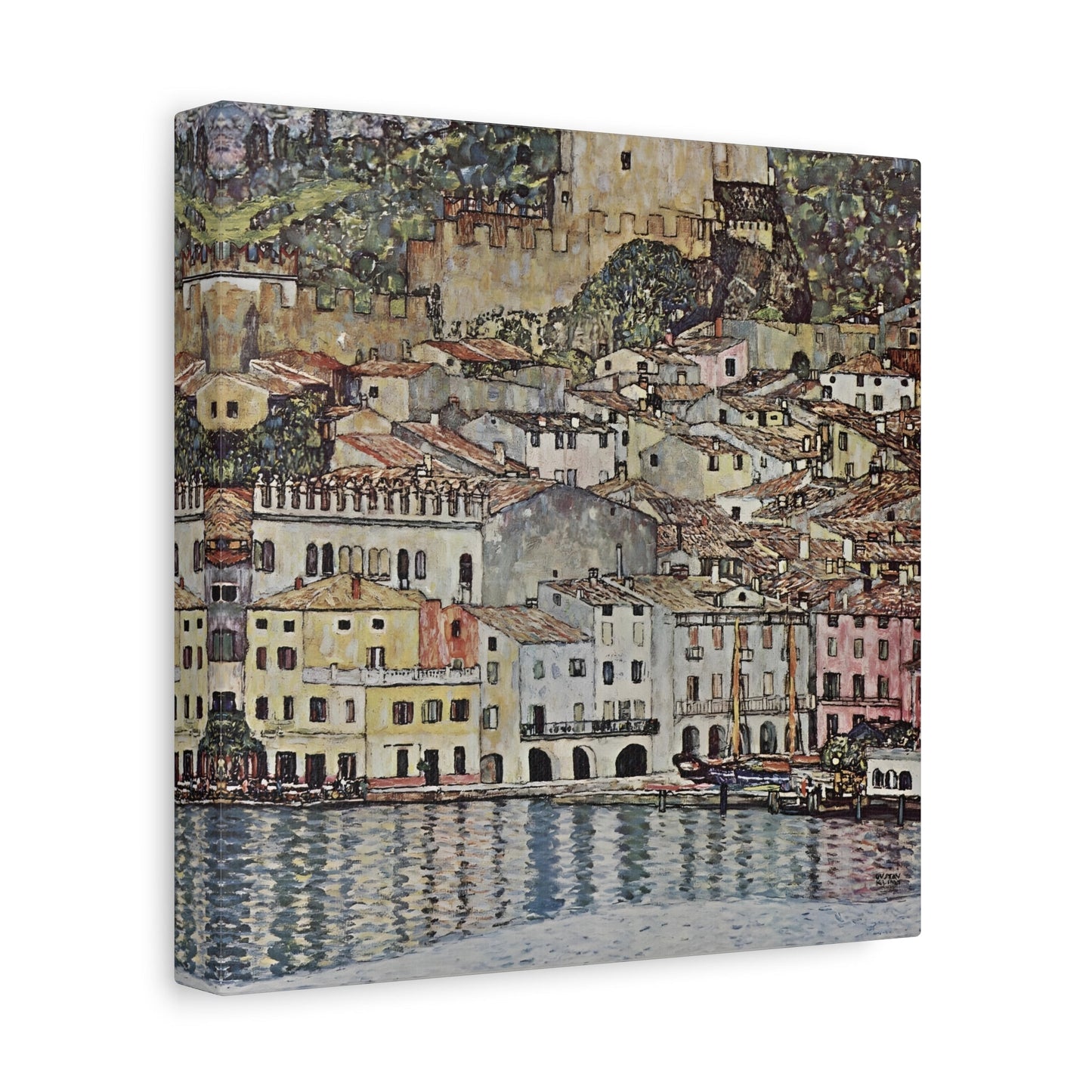 Coastal Colorful Lake Garda - Canvas Wall Art Print by Klimt - YesArtYes