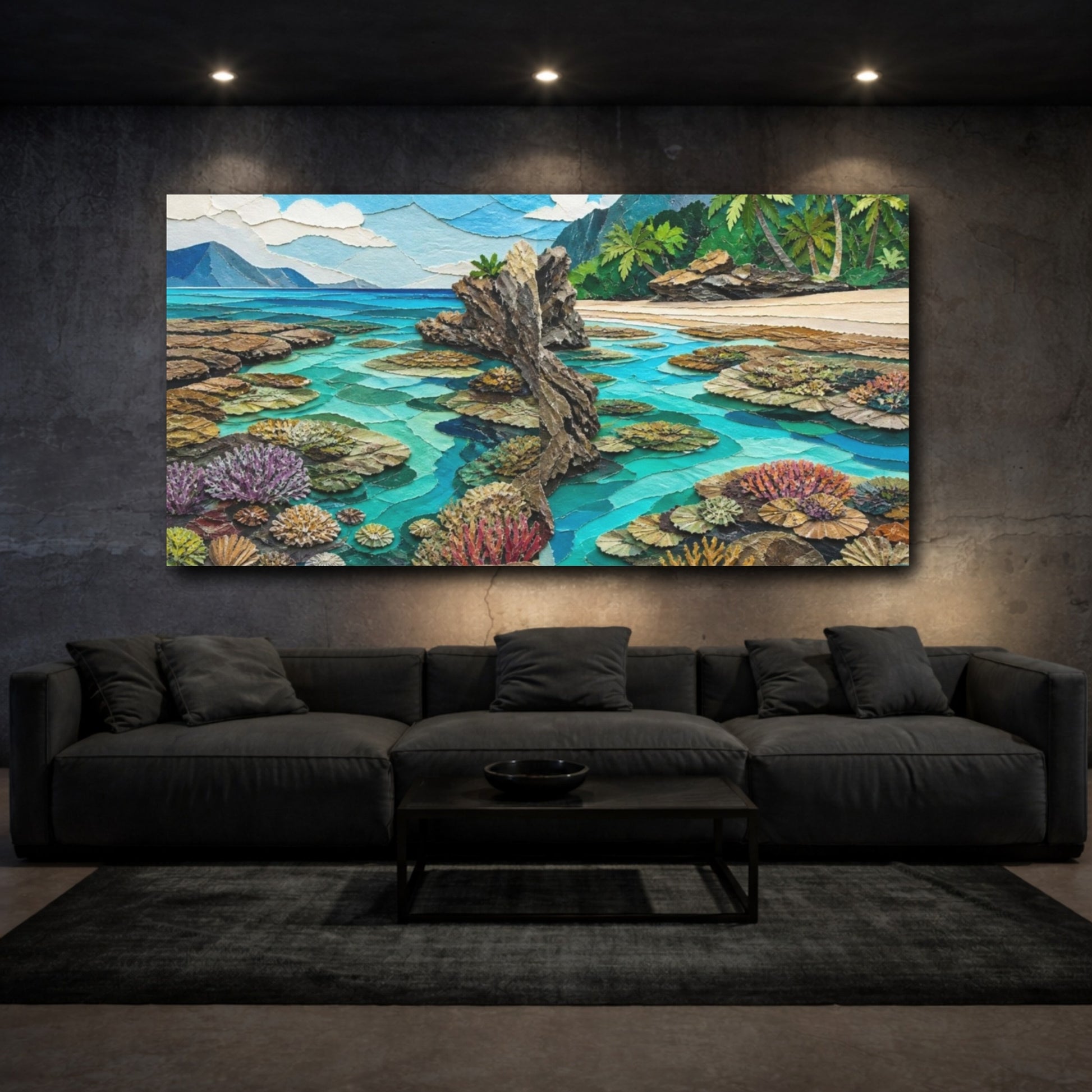 Mockup 3. Coastal Coral Reef shown as canvas print