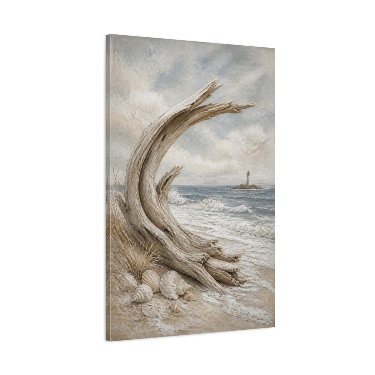 Main Mockup. Coastal Driftwood Arc shown as canvas print