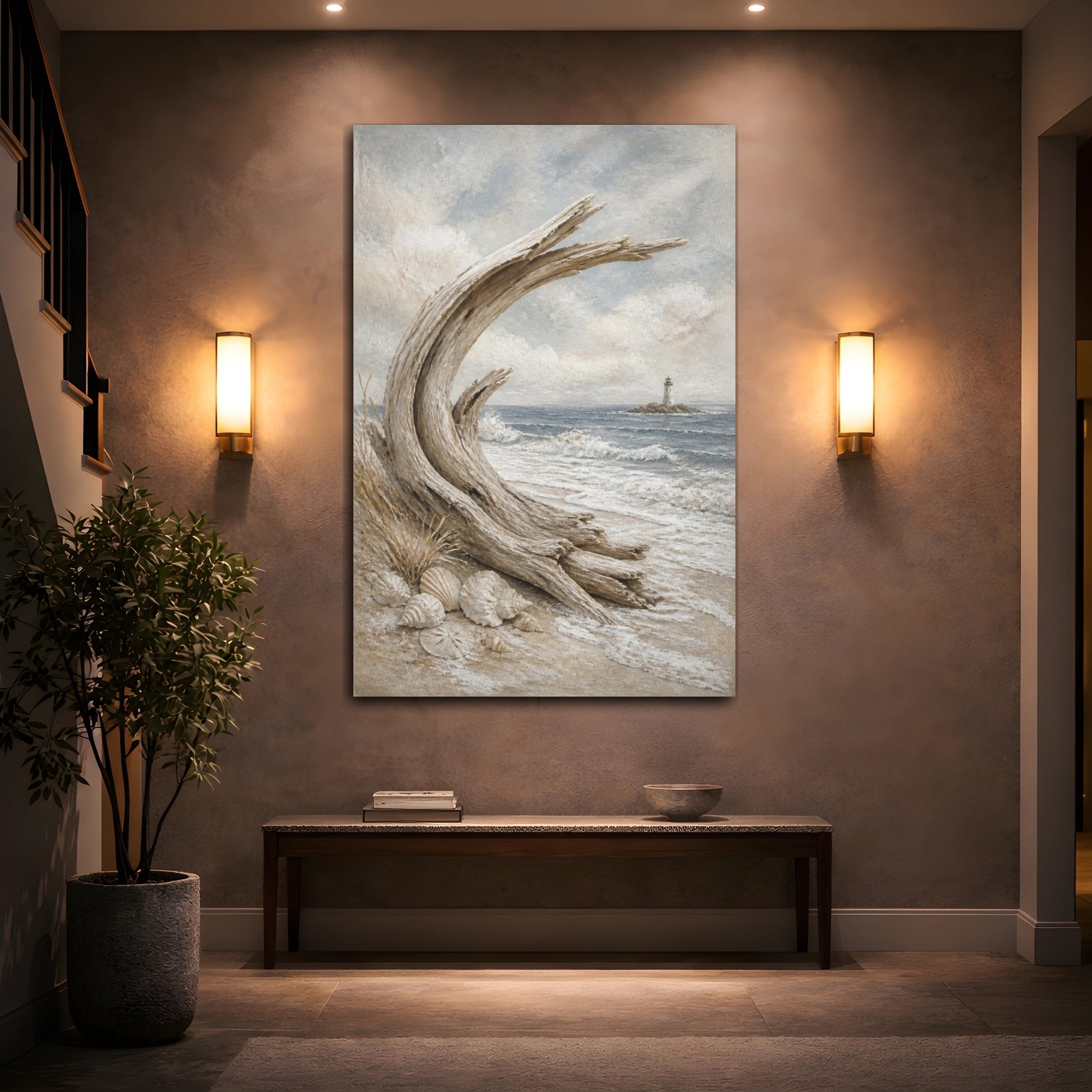 Mockup 2. Coastal Driftwood Arc shown as canvas print