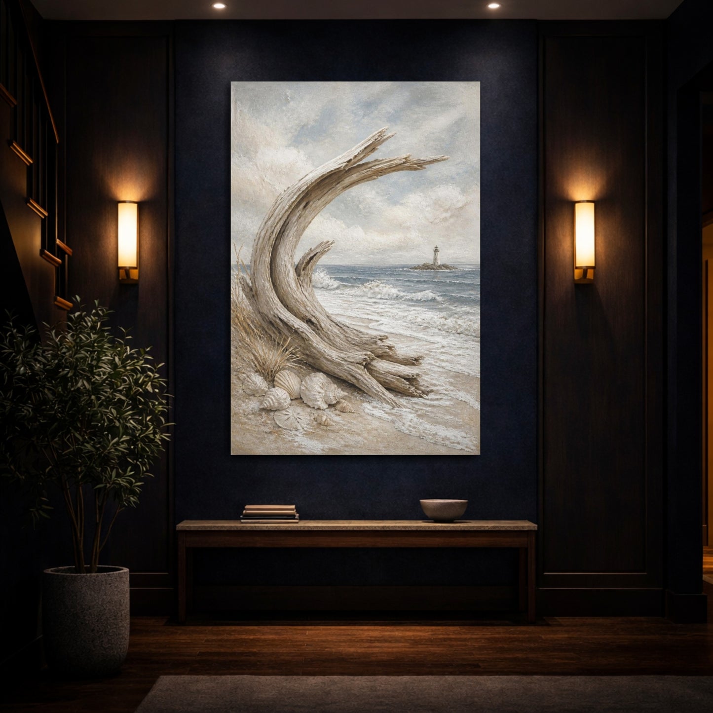 Mockup 4. Coastal Driftwood Arc shown as canvas print