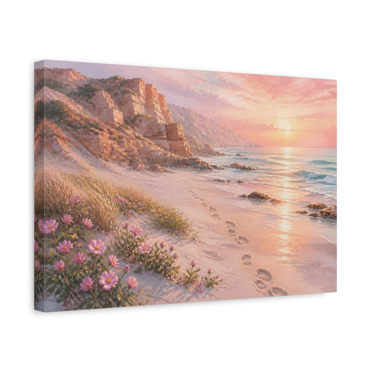 Side Mockup 4. Coastal Dune Flowers shown as canvas print