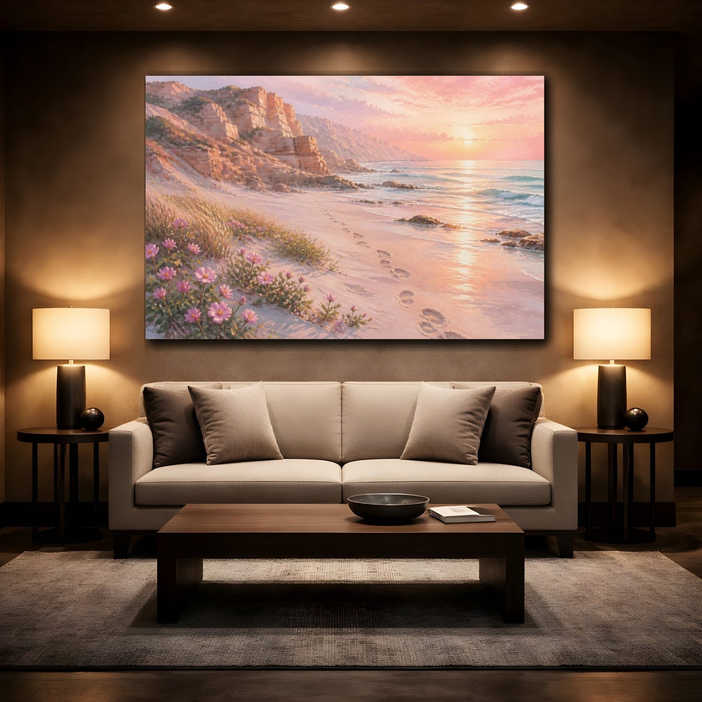 Mockup 2. Coastal Dune Flowers shown as canvas print