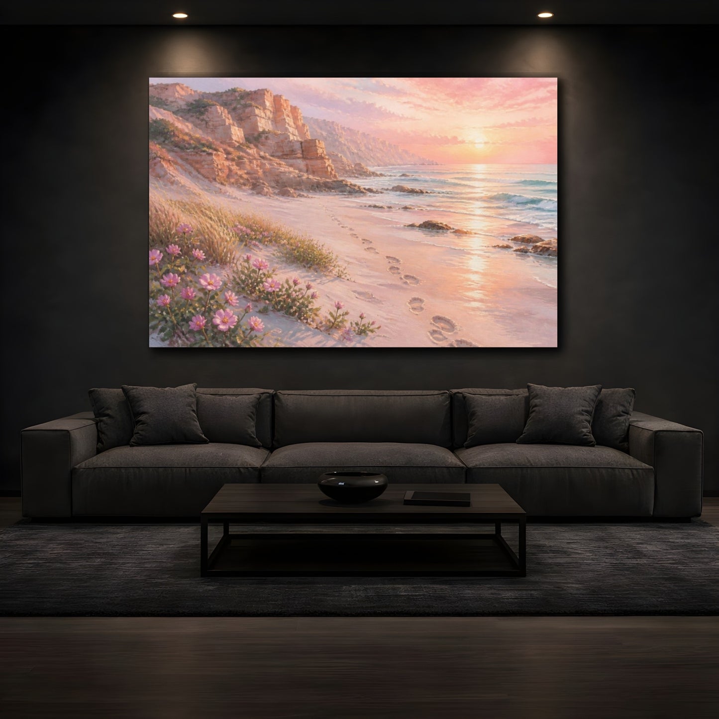 Mockup 3. Coastal Dune Flowers shown as canvas print