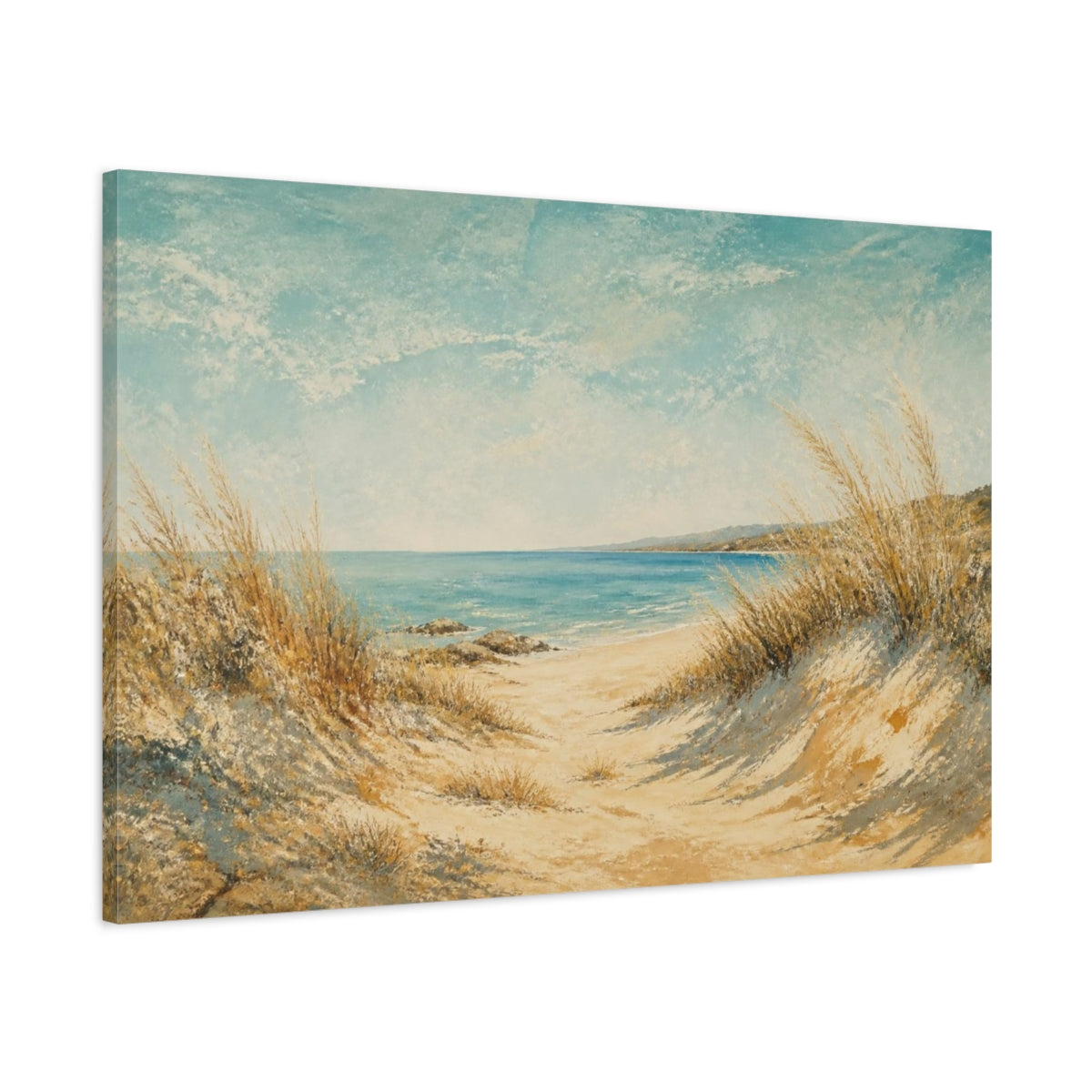 Main Mockup. Coastal Dunes Landscape shown as canvas print