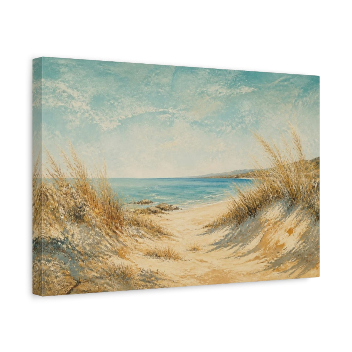 Side Mockup 4. Coastal Dunes Landscape shown as canvas print