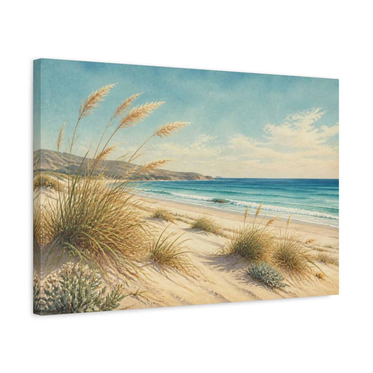 Side Mockup 3. Coastal Dunes Landscape shown as canvas print