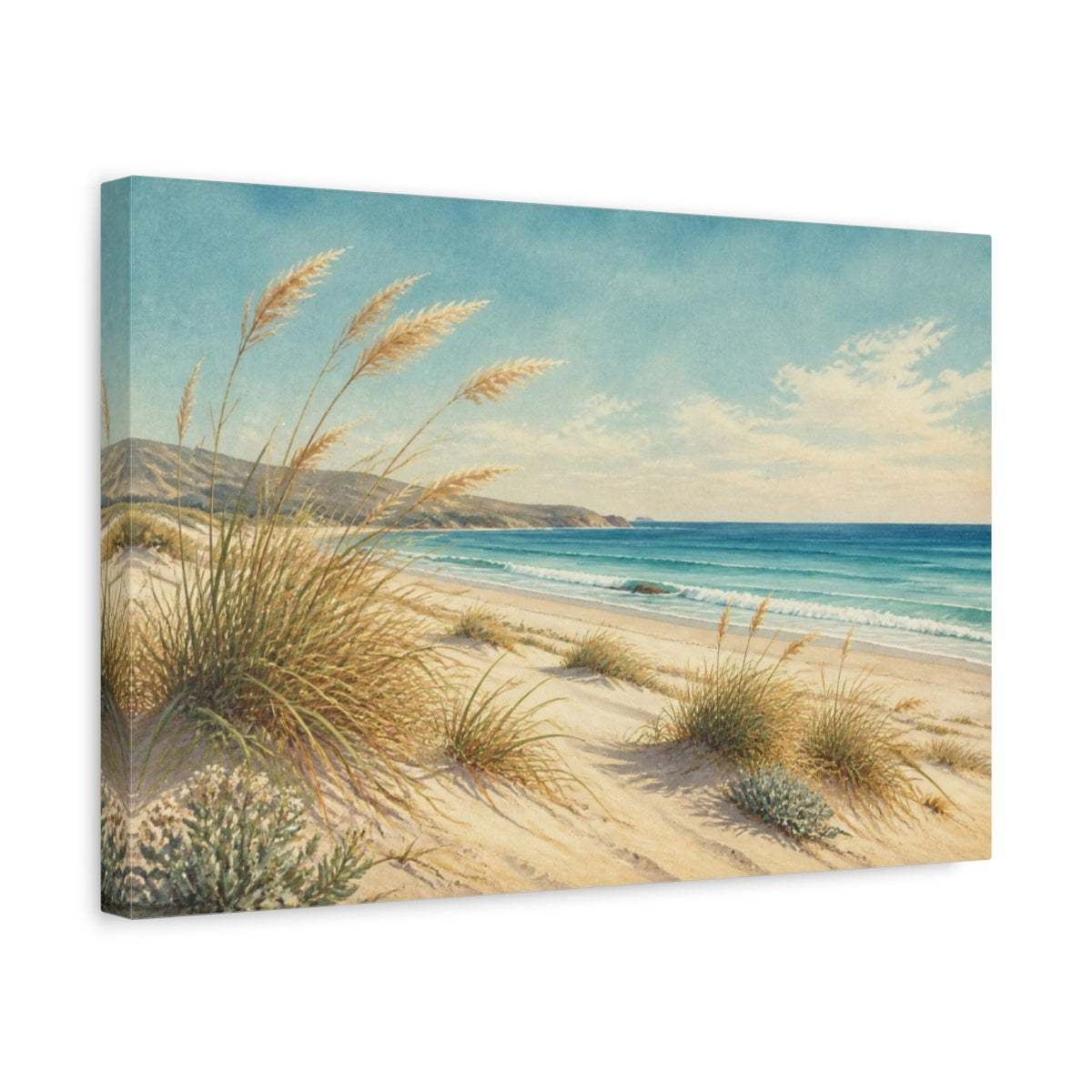 Side Mockup 4. Coastal Dunes Landscape shown as canvas print