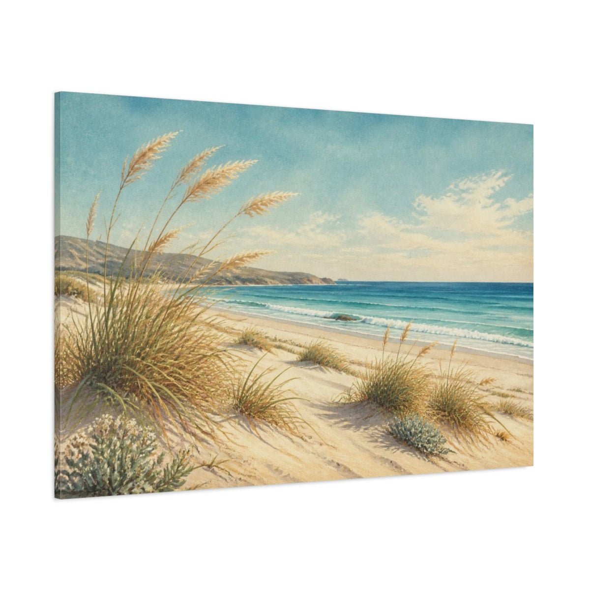 Side Mockup 1. Coastal Dunes Landscape shown as canvas print