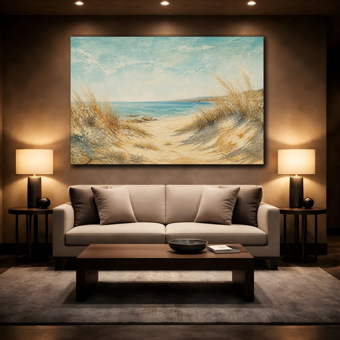 Mockup 2. Coastal Dunes Landscape shown as canvas print