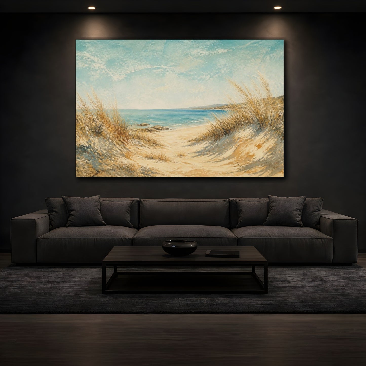 Mockup 3. Coastal Dunes Landscape shown as canvas print