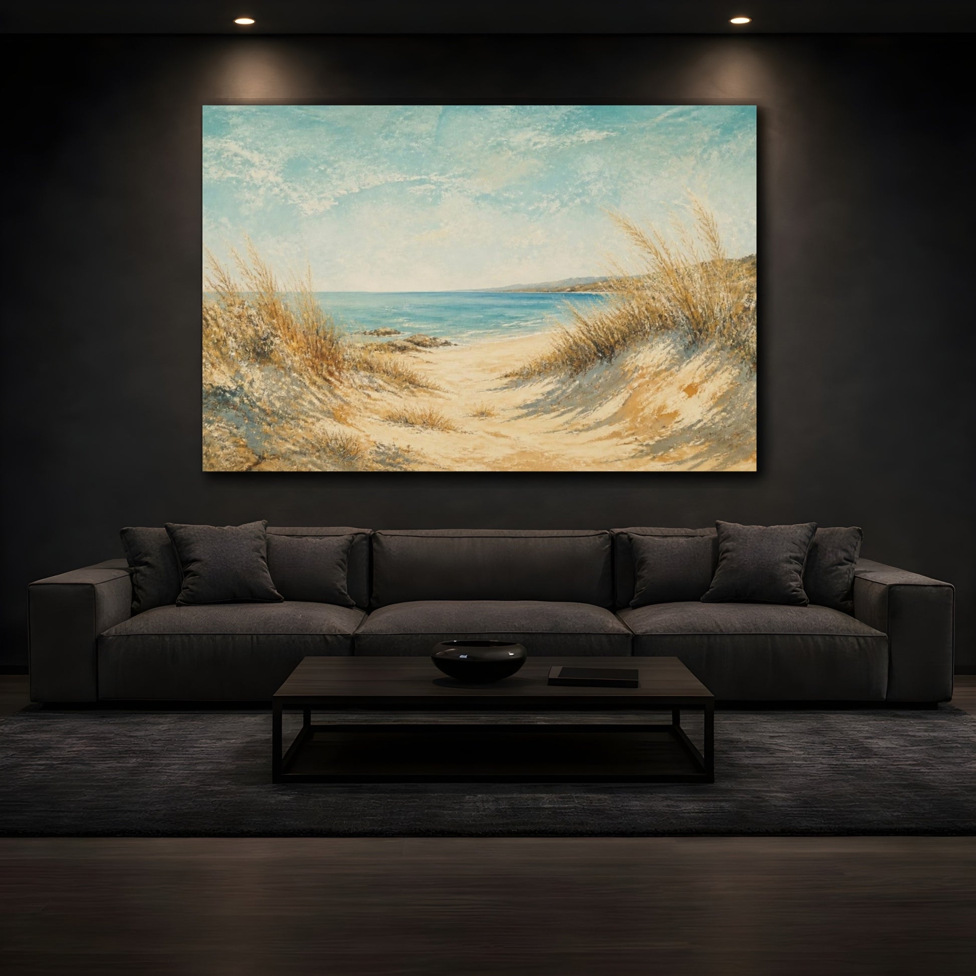 Mockup 3. Coastal Dunes Landscape shown as canvas print