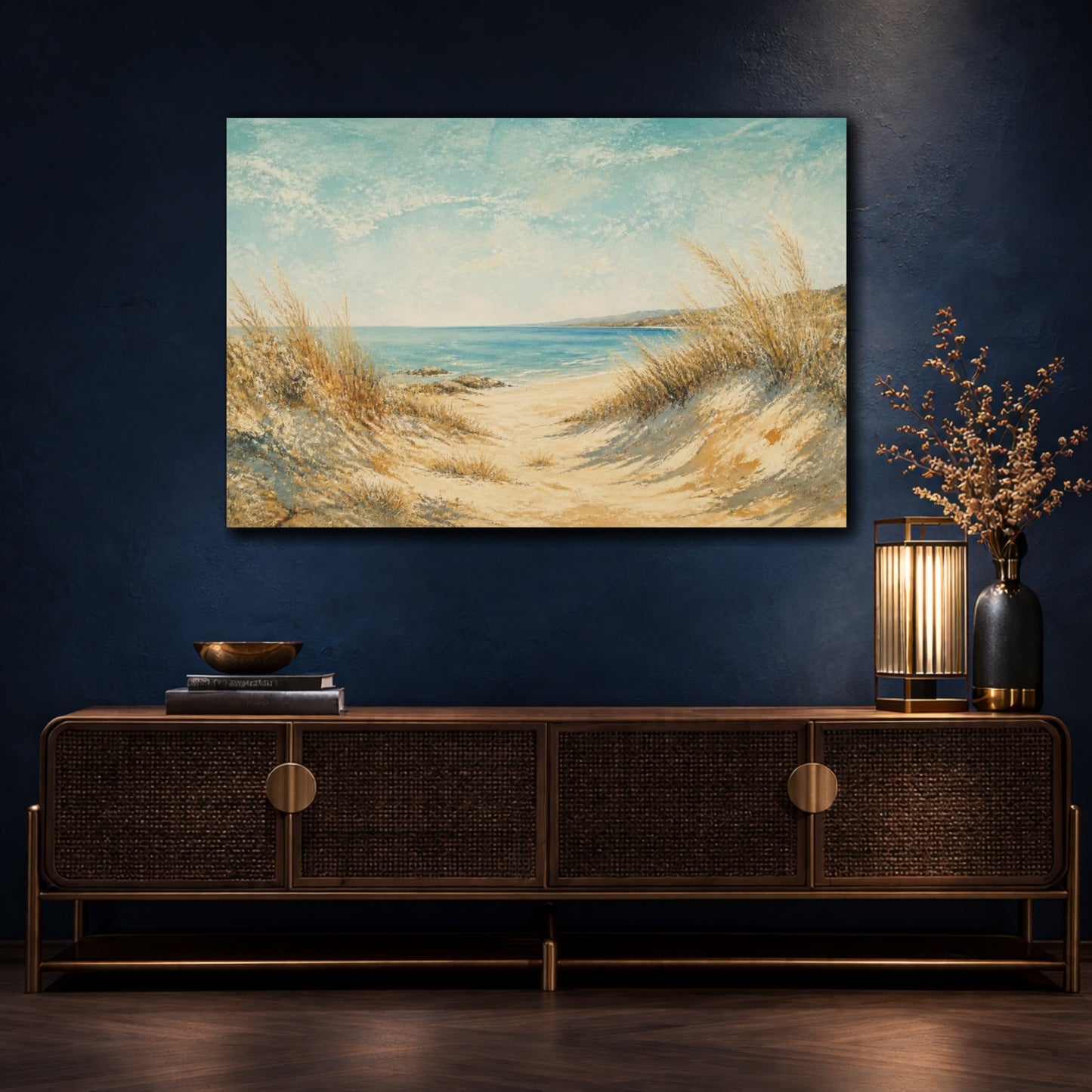 Mockup 4. Coastal Dunes Landscape shown as canvas print