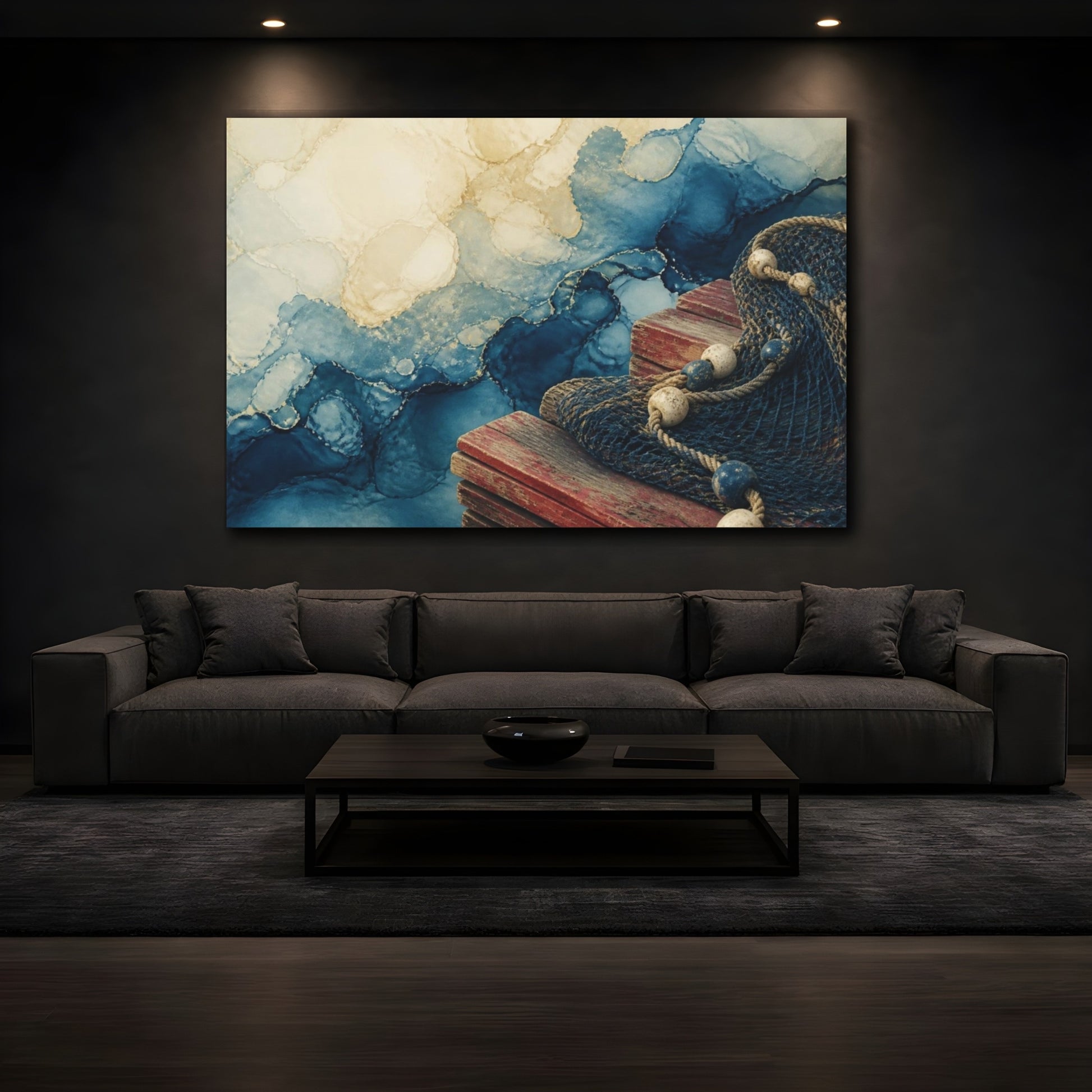 Mockup 3. Coastal Fishing Net On Pier shown as canvas print