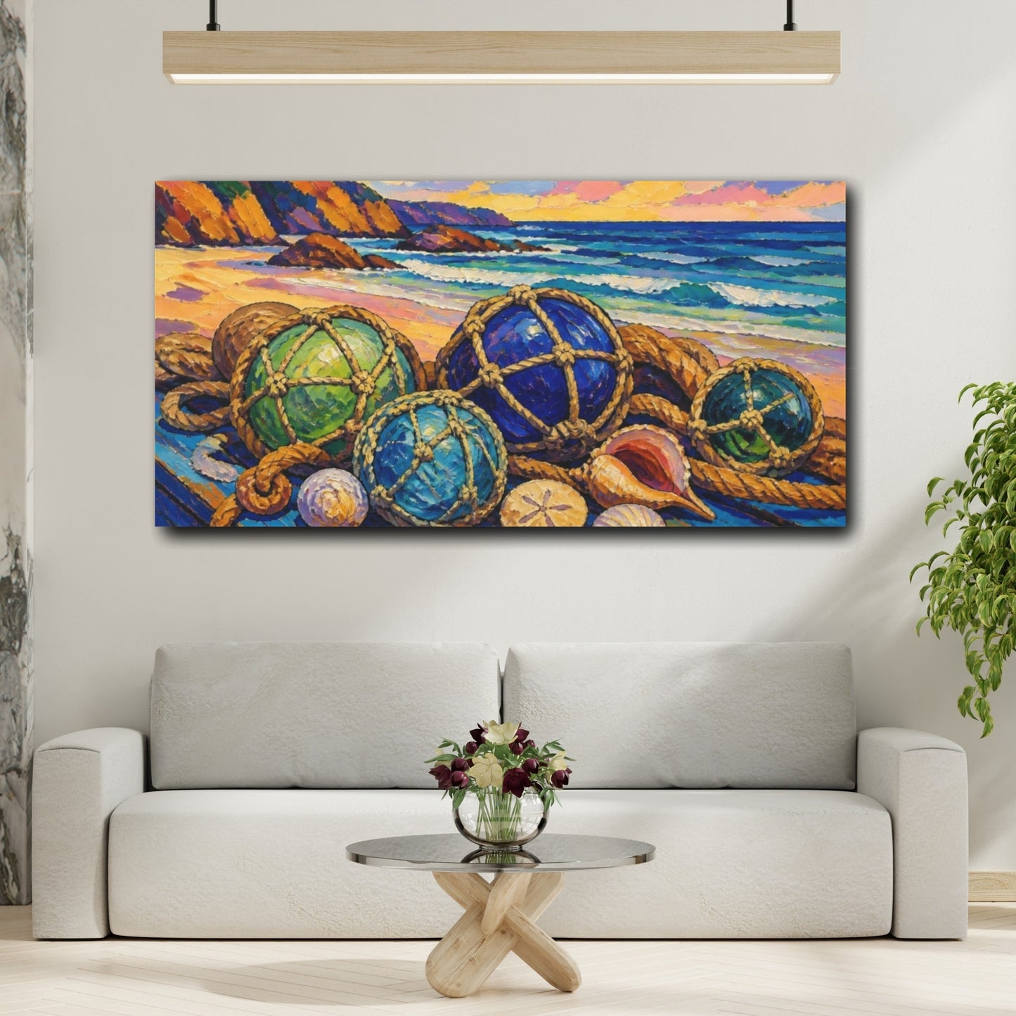Mockup 2. Coastal Glass Floats shown as canvas print