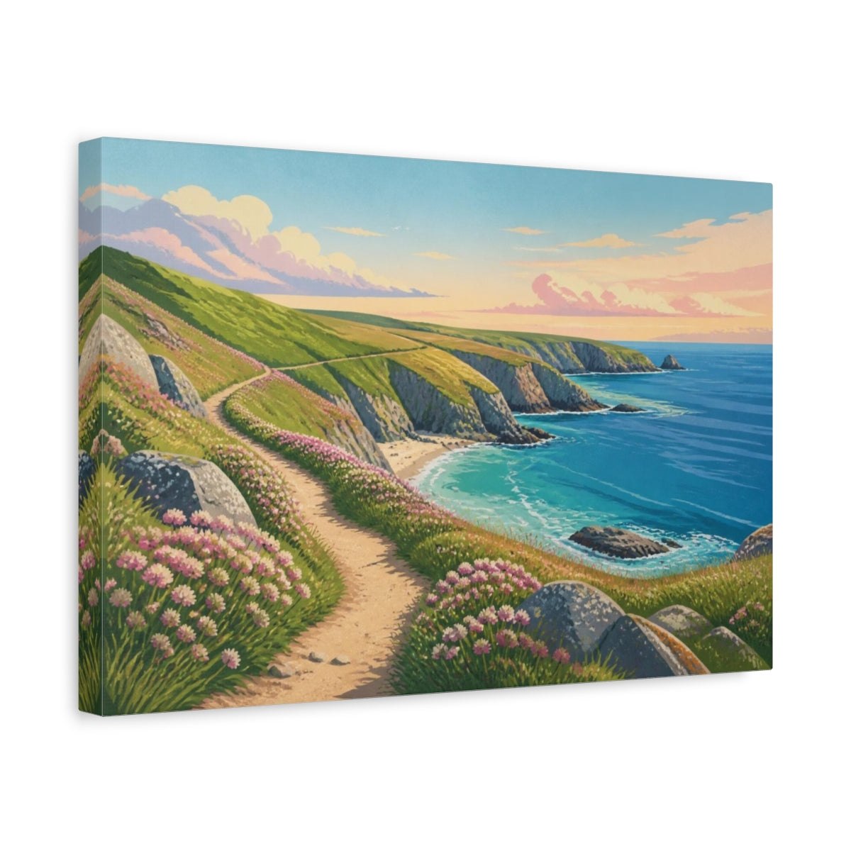 Side Mockup 4. Coastal Headland Path shown as canvas print