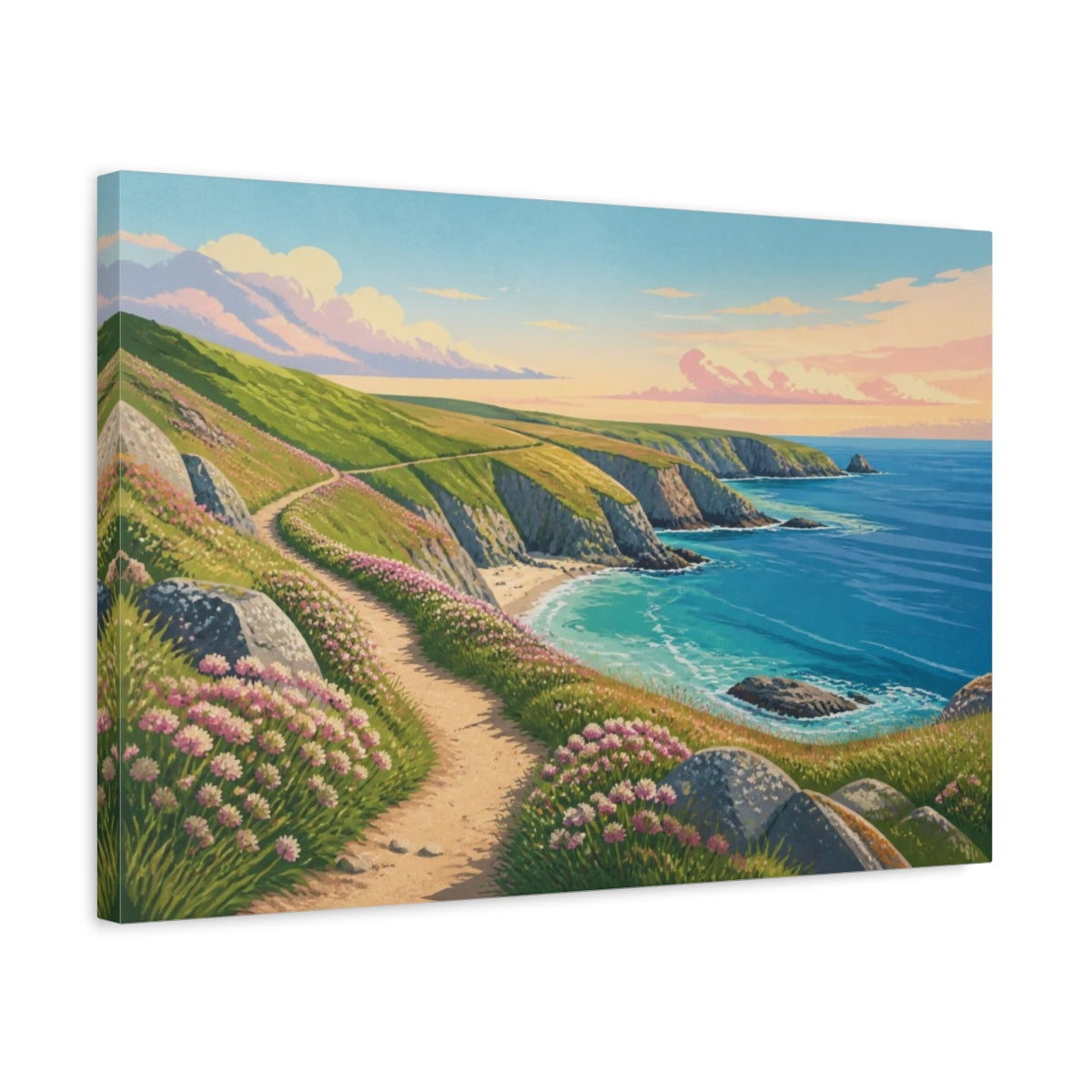 Side Mockup 3. Coastal Headland Path shown as canvas print