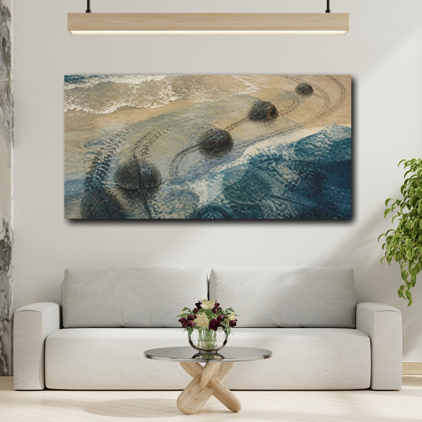 Mockup 2. Coastal Horseshoe Crabs shown as canvas print