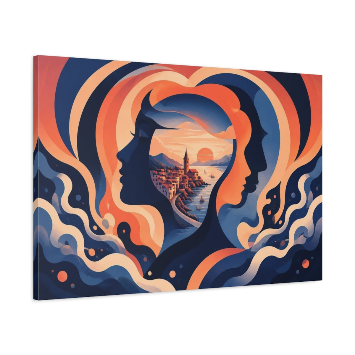 Main Mockup. Coastal Illusion shown as canvas print