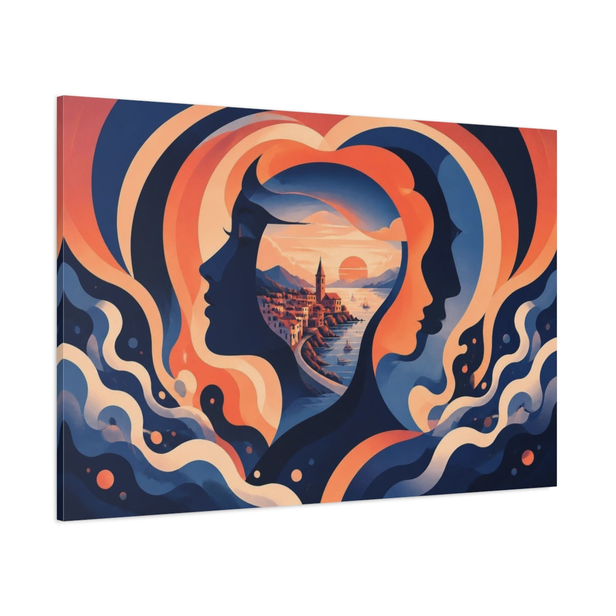 Side Mockup 1. Coastal Illusion shown as canvas print