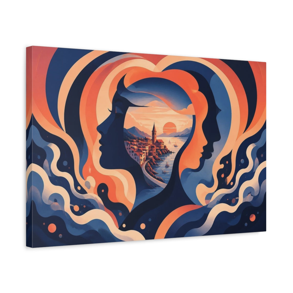 Side Mockup 3. Coastal Illusion shown as canvas print