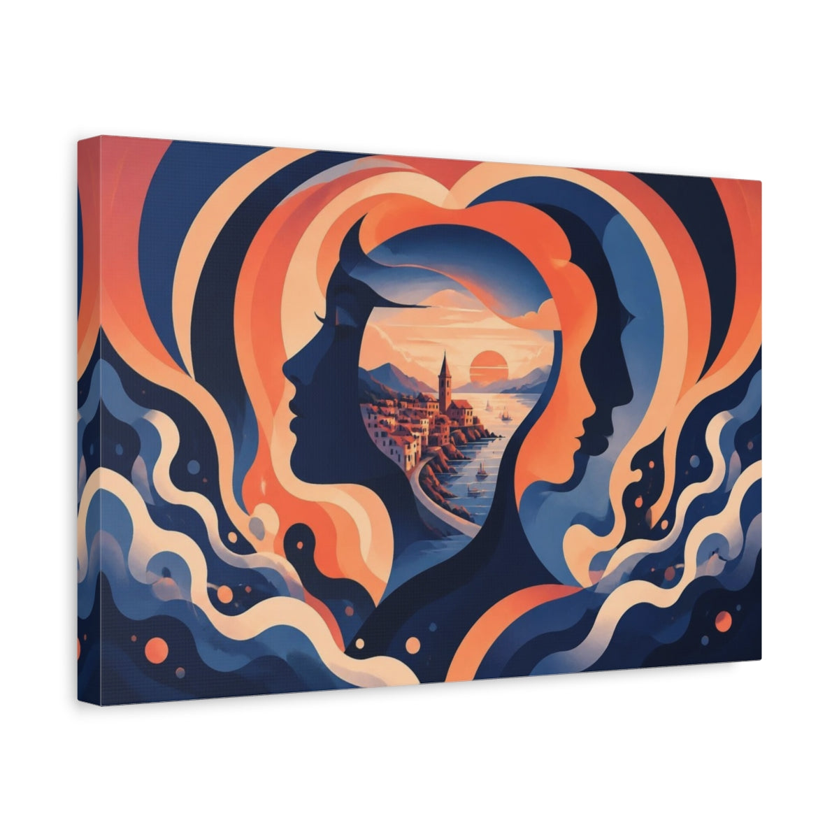 Side Mockup 4. Coastal Illusion shown as canvas print