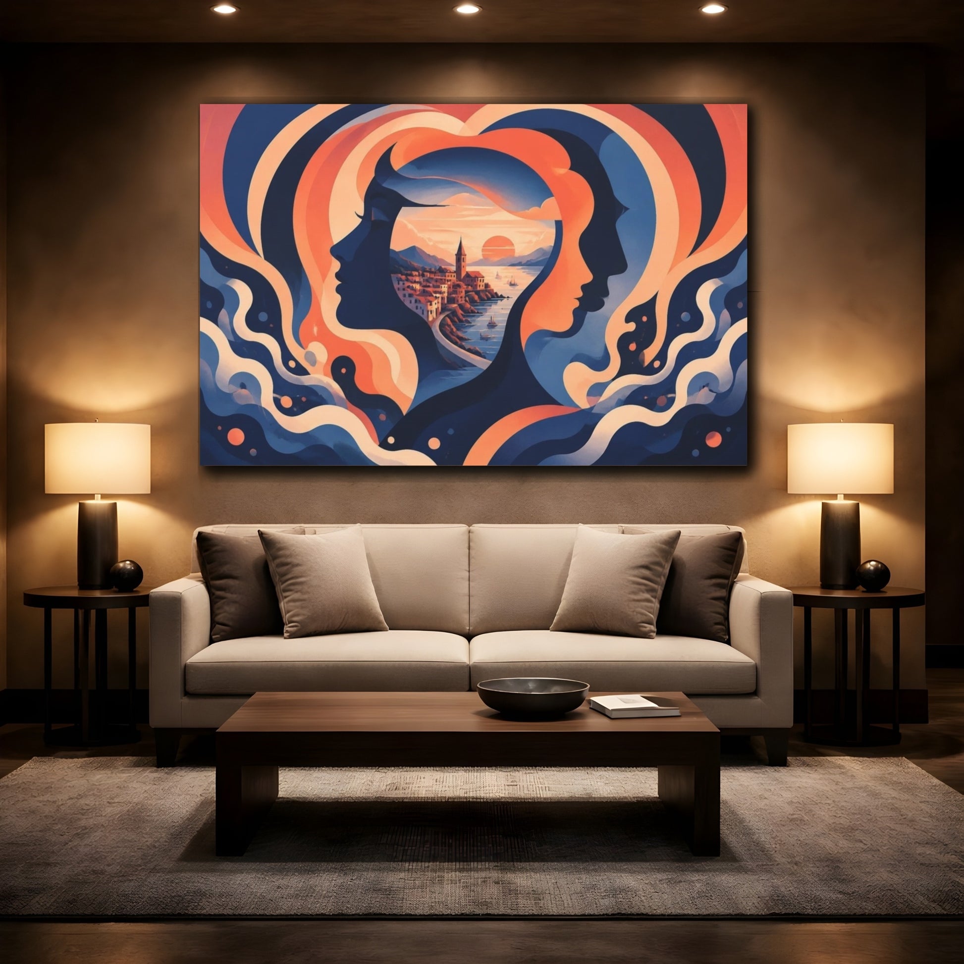 Mockup 2. Coastal Illusion shown as canvas print