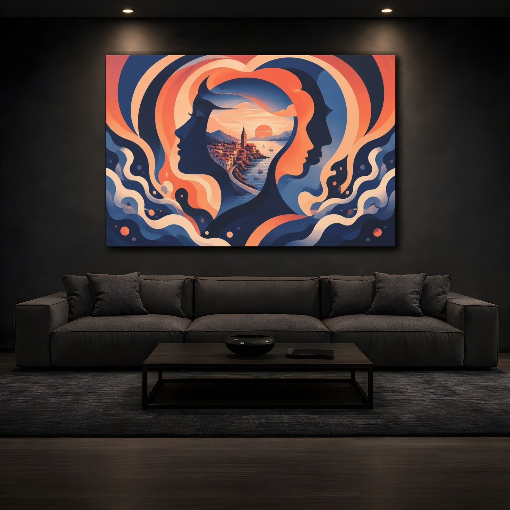 Mockup 3. Coastal Illusion shown as canvas print