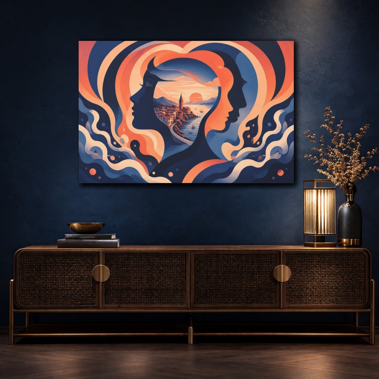 Mockup 4. Coastal Illusion shown as canvas print